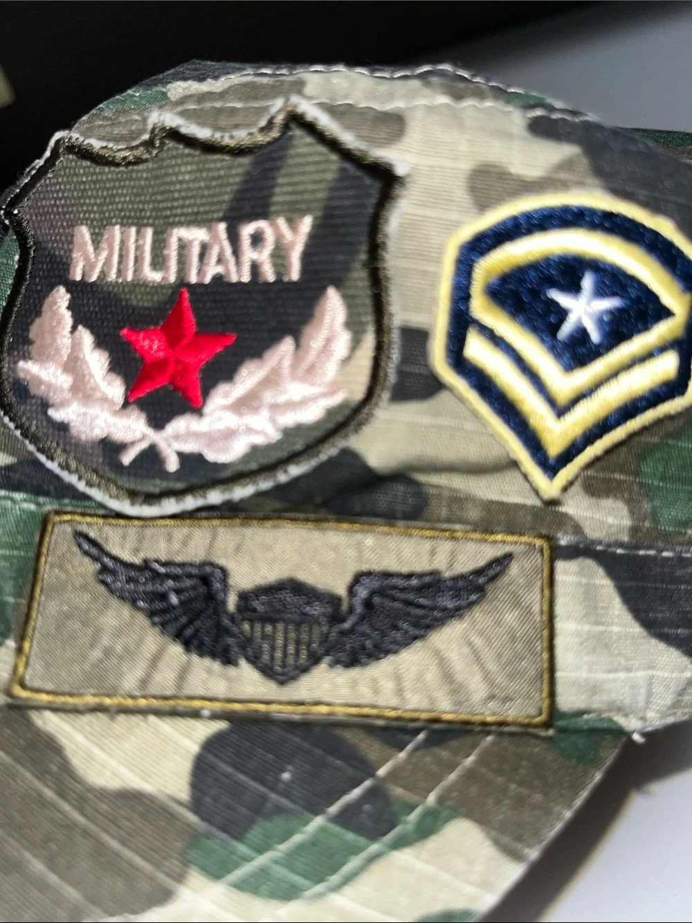 Source Unknown Green Camouflage Military Patch Cap